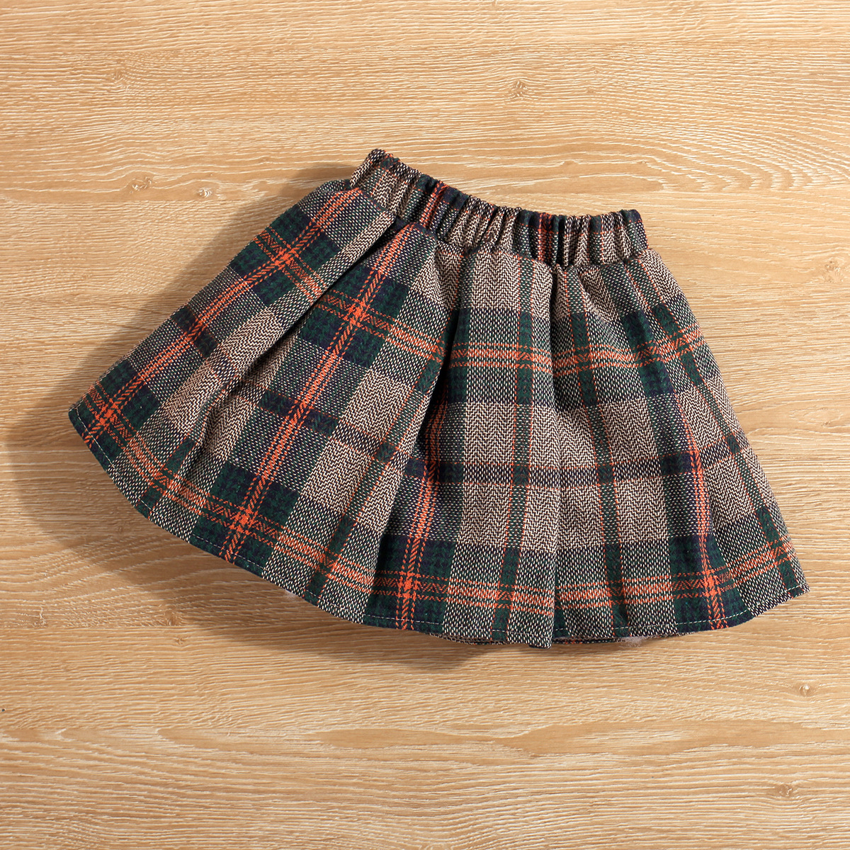 Vestito autunnale da bambina con cappuccio, gonna corta a pieghe a quadri, con cappello, set da 3 pezzi_voghion.com