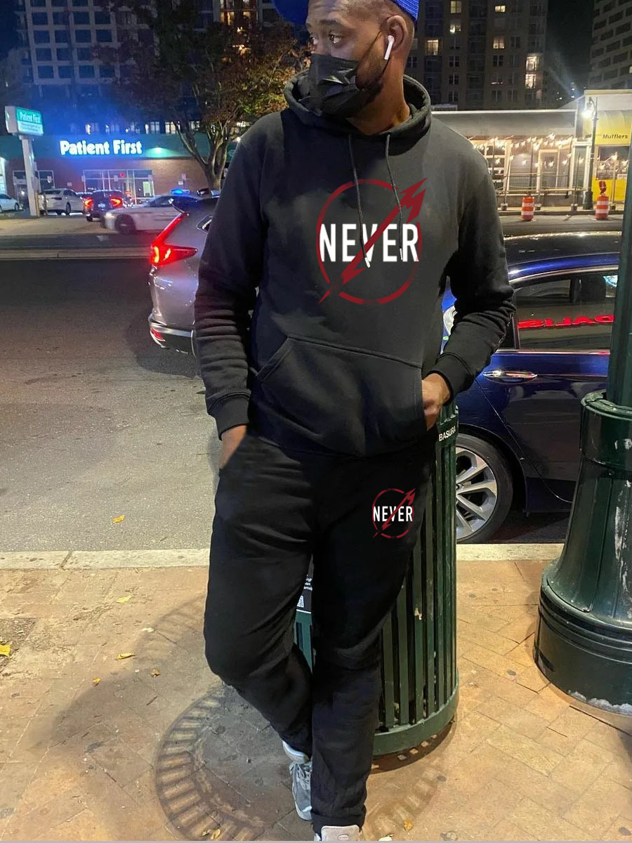 Men's Trendy Two-Piece Outfit Hoodie And Sweatpants Set Casual European American Style Letter Print_voghion.com