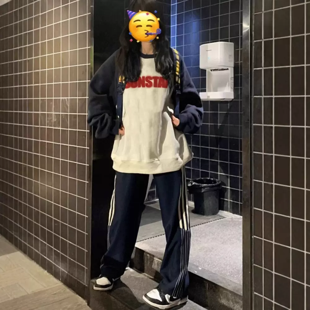 插肩袖卫衣女春秋季薄款开春无帽女款t恤印花美式即墨长袖上衣秋
