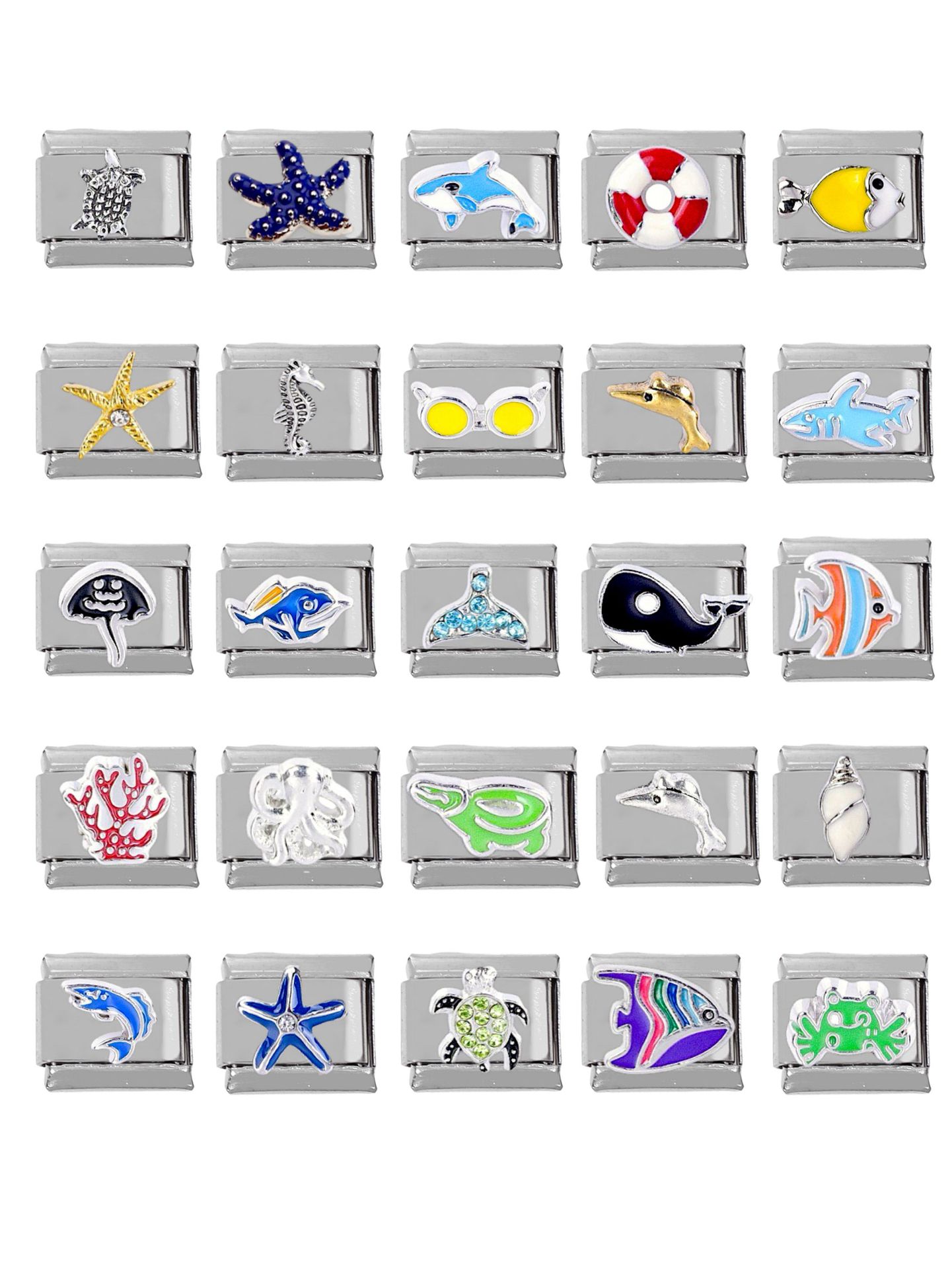 5 PCS/Package 9*10mm 304 Stainless Steel Zircon Starfish Dolphin Polished Beads display picture 2