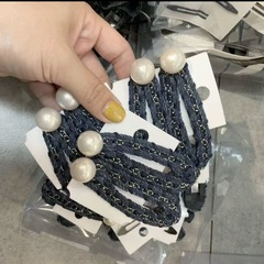 秋日新款高光珍珠小香风蕾丝花边抓夹 气质百搭碎发边夹优雅发饰