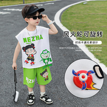 哪吒男童夏装套装2025新款儿童无袖薄款衣服洋气宝宝夏季炸街童装