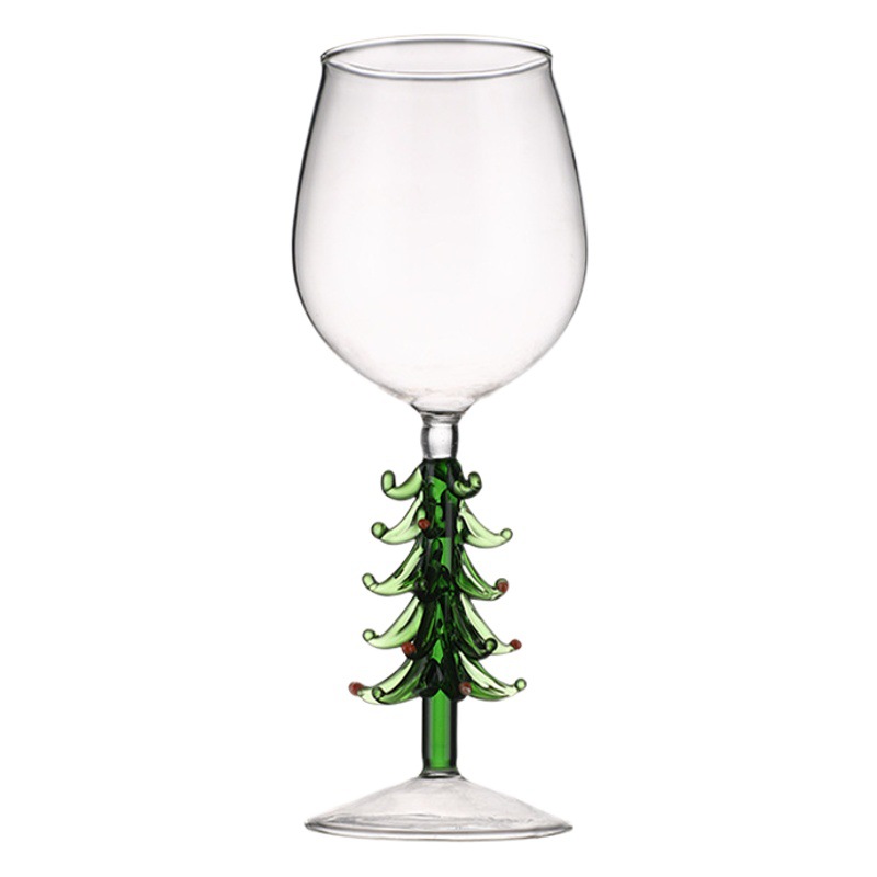 Creativo árbol de Navidad copa de vino de cristal muñeco de nieve copa de vidrio pintado a mano decoración de Navidad copa de vino tinto al por mayor