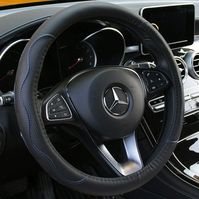 for All Seasons, Dynamic Fiber | Steering wheel cover - black-blue-environmental-protection-tpe-plastic-aprons-38cm