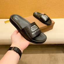 美国欧洲东南亚拖鞋Slippers厚底真皮男一字拖B字母印花巴黎拖鞋