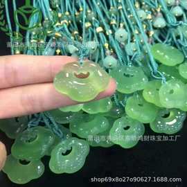 厂家批发油青色玛瑙玉髓双面平安祥云锁吊坠男女同款称心如意锁