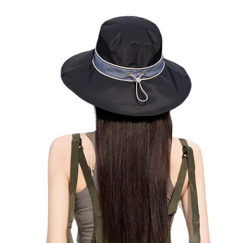 Sombrero de sombrero para mujeres nuevo sombrero de verano sombrero de sombrero de sombrero a prueba de viento cuerda de tirado sombrero para mujeres anti-UV secado rápido plegable