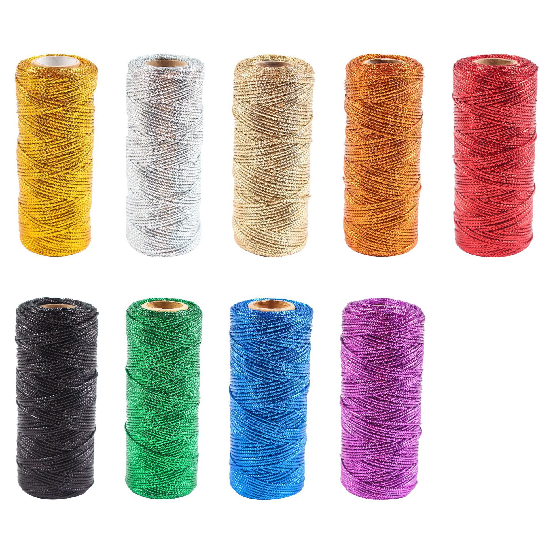 16-Strand oro y plata alambre 1.5mmdiy Etiqueta de alambre hueco plano de alambre de oro ramo de cuerda de encuadernación línea de embalaje de regalo cordón