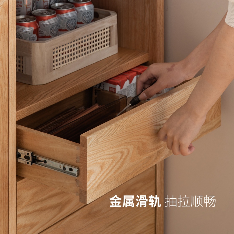 源氏木语实木餐边小户型橱厨房储物橡木茶水原木边|undefined