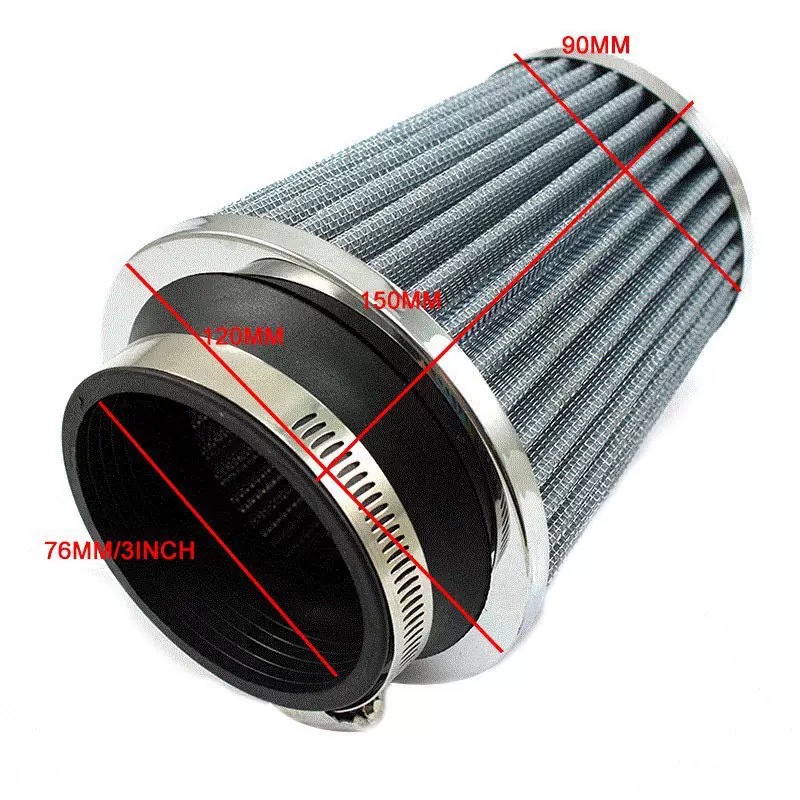Car modification 76mm high-flow air filter modified mushroom head filter exhaust gas filtration