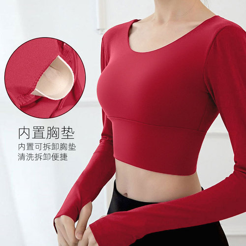 Summer and Autumn New Cross-border Beautiful Back Support Shockproof Sports Bra for Women, European and American Sexy Running Fitness Yoga Long Sleeve Top