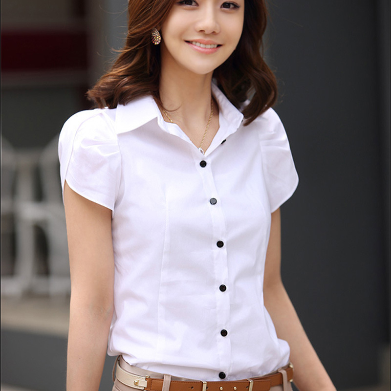 2025新款韩版白衬衫女短袖夏季工作服正装修身职业OL衬衣显瘦工装