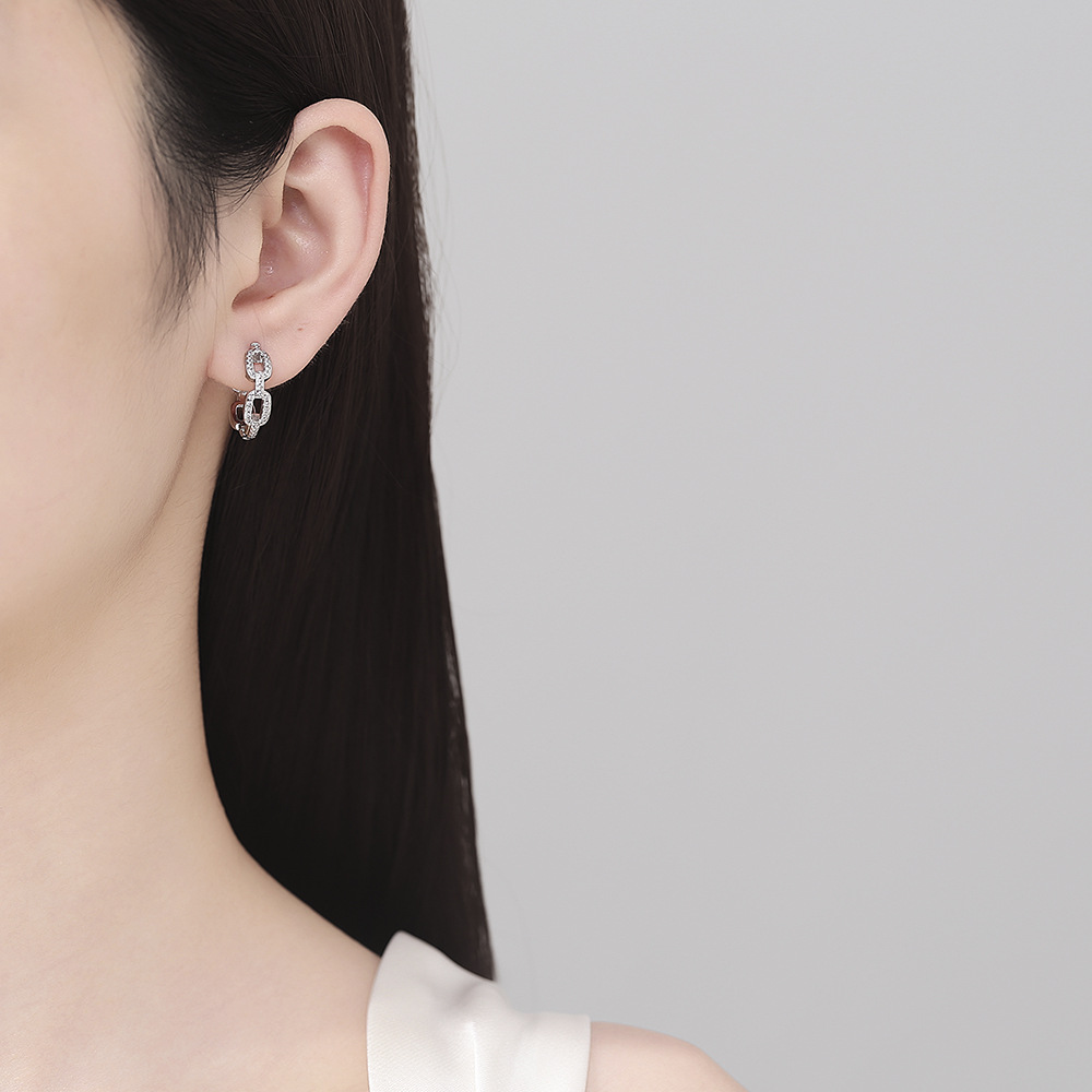 8g Weight Copper Ear Needle Material 1 Pair Elegant Modern Style Geometric Copper Zircon Earrings
