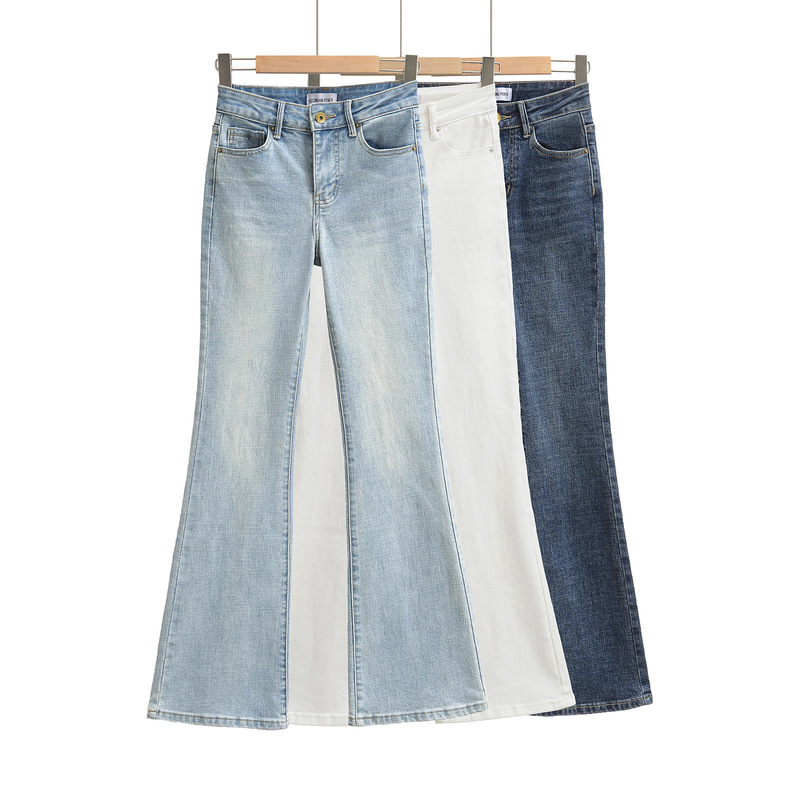 Trendy Versatile Washed Mid-Waist Slim Fit Hip-Hugging Flared Jeans for Women 2025 Straight-Leg Floor-Length Denim Pants Trendy Versatile Washed Mid-Waist Slim Fit Hip-Hugging Flared Jeans for Women 2025 Straight-Leg Floor-Length Denim Pants