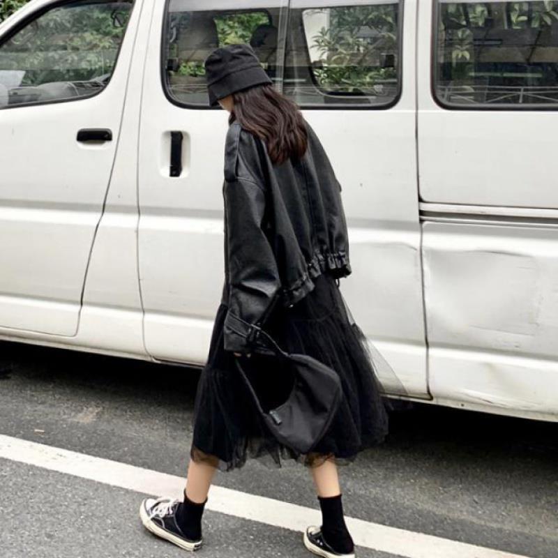 200斤加肥加大码胖妹妹黑色机车pu皮衣女BF风立领短款夹克外套潮|undefined