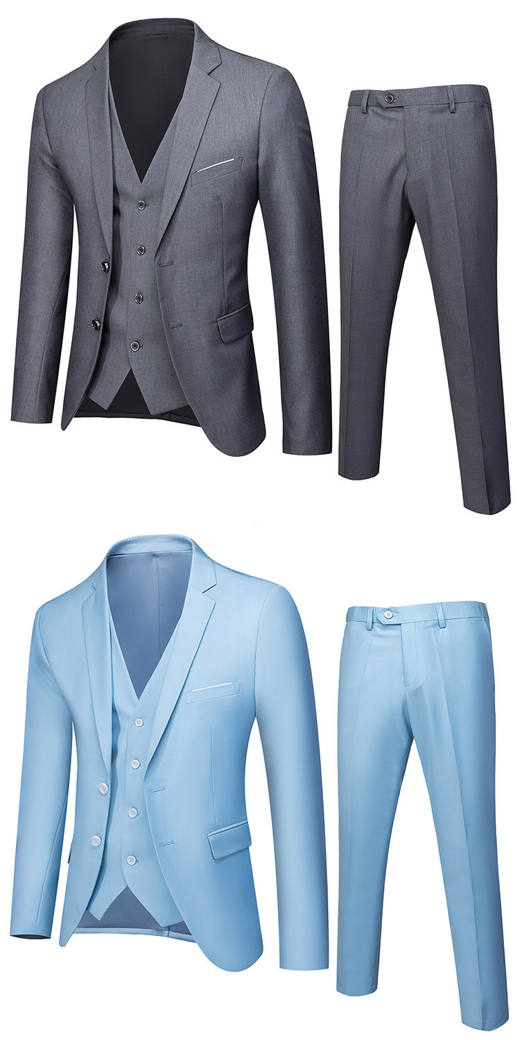 Men's Double-breasted Suit Set Slim Fit Wedding Blazer And Trousers_voghion.com