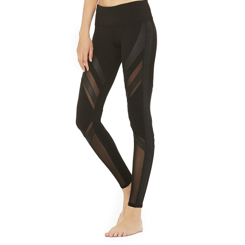 Gauze Stitching Nude Stretch Gym Pants