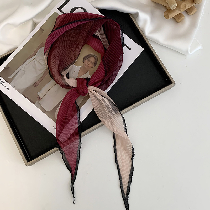 Pañuelo de seda de alta calidad nuevo estilo bufanda arrugada a juego de colores bufanda en forma de diamante bufanda de tul decorativa multifuncional de moda cinturón