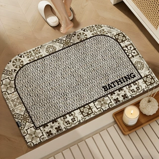 复古花砖浴室地垫卫生间易打理萨丽麻地垫厕所门口吸水防滑脚垫