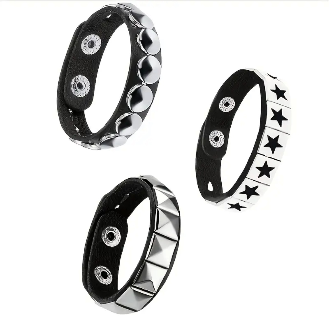 Cross-Border European and American Fashion Punk Style Rivet Bracelet Gothic Snap Adjustable Couple Leather Wrist Strap Bracelet
