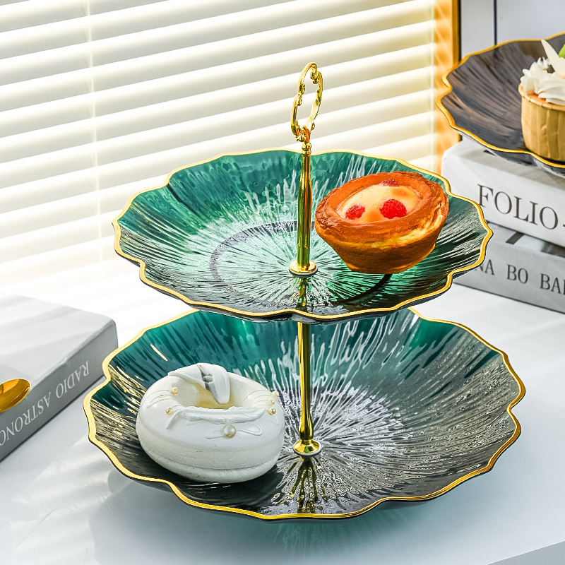 Luz de lujo multicapa bandeja de dulces sala de estar mesa de té bandeja de frutas bandeja de refrigerios de recepción bandeja de frutas