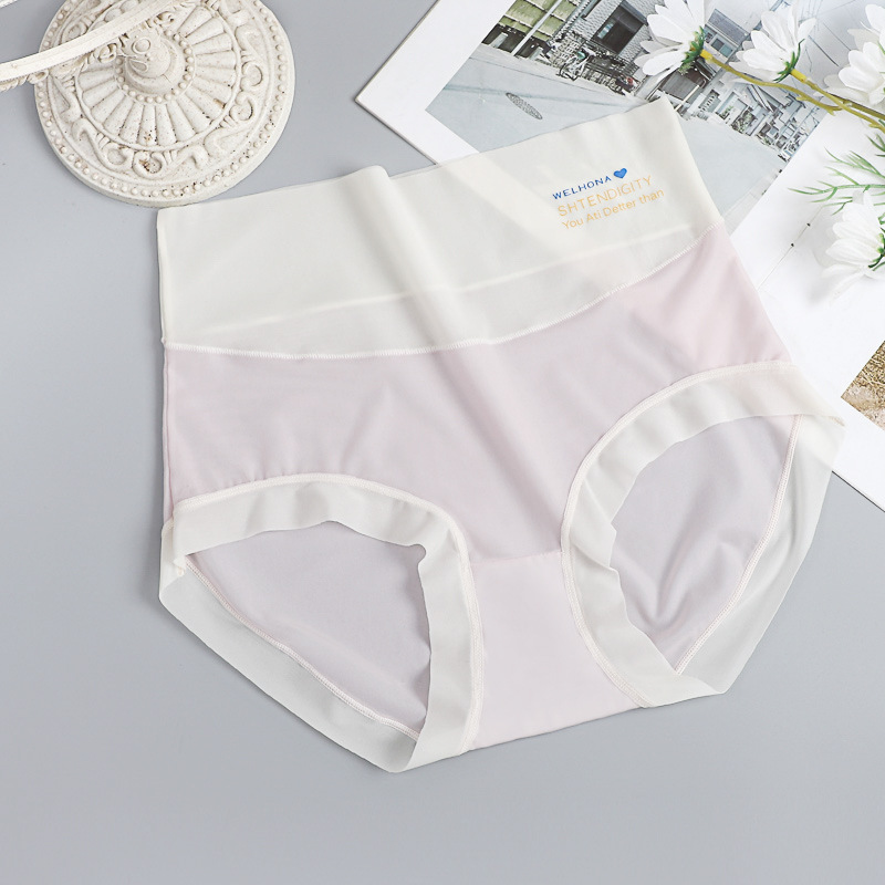 Seda de hielo de cintura alta, abdomen sin costuras, estilo fino de verano, encaje femenino transpirable, cintura alta, seda de hielo, nueva ropa interior, refrescante image 12