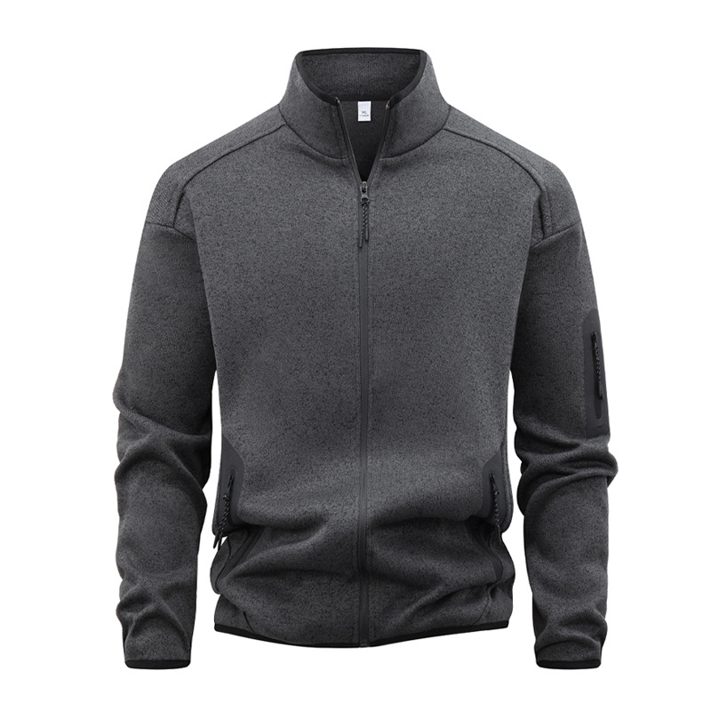 Felpa con cappuccio e colletto rialzato, stile coreano, con maniche lunghe, da uomo, con cerniera, autunno e inverno, nuova tendenza moda_voghion.com