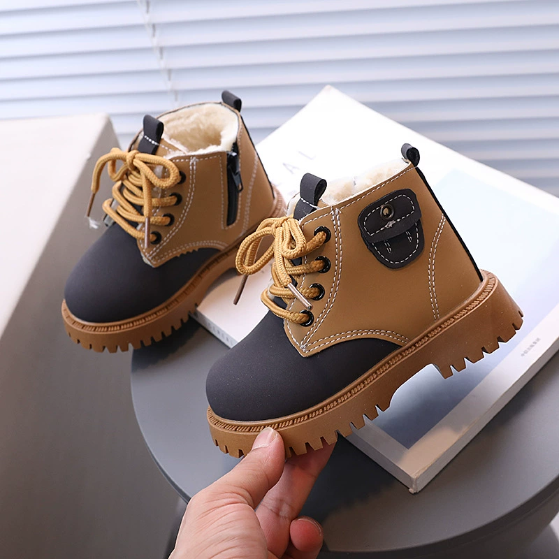 Martens, keep warm non-slip universal fashionable low boots for boys English style, British style, soft sole
