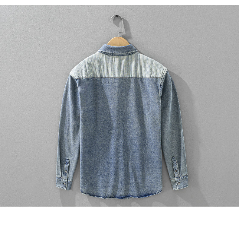 Denim contrasting color striped shirt