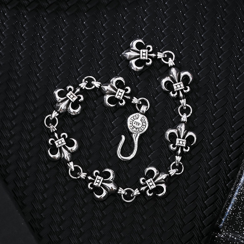 New cross retro scout flower bracelet cross flower personality hip hop men's bracelet manufacturers wholesale