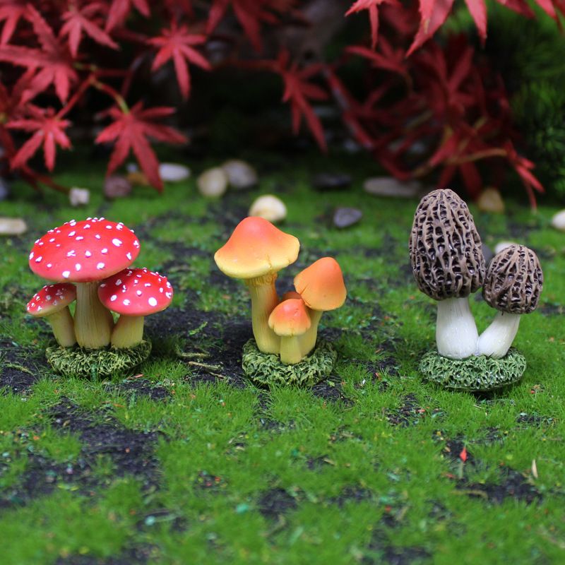 Simulation mushroom ornaments Moss micro landscape succulent plant flowerpot decoration DIY cross-border Garden resin crafts