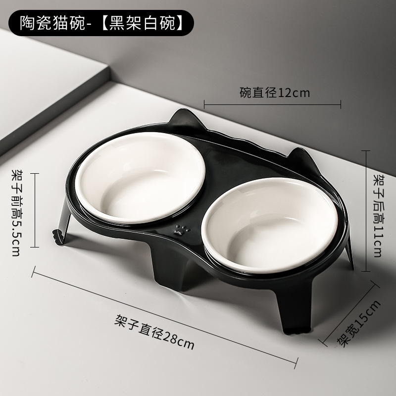 세라믹 화이트 더블 볼 + 블랙 푸드 랙