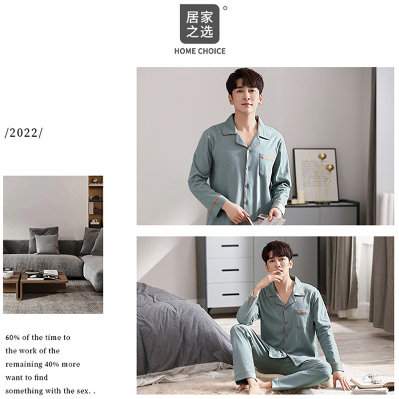 Pijamas de los hombres primavera y otoño 2022 nuevo Algodón puro manga larga más tamaño juventud inicio desgaste traje