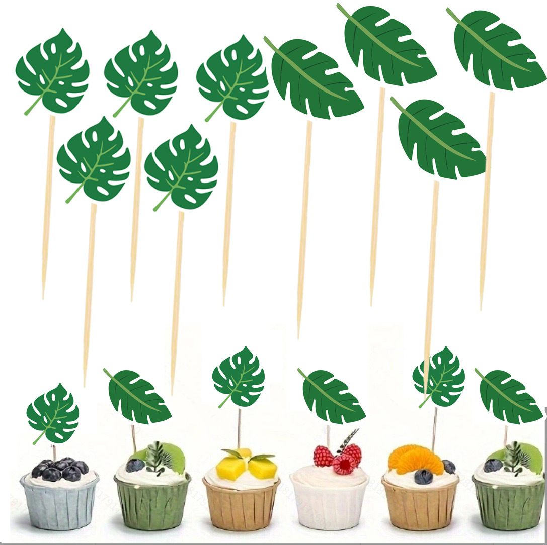 Amazon Sticker de frutas desechables, tarjeta de pastel, tortuga, firma de hojas, fiesta de carnaval, decoración de postres, tarjeta de inserción