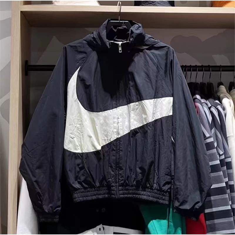 Big Hook Logo Embroidered Sports Casual Stand-Collar Loose Windbreaker Woven Jacket for Men and Women Couples New Style