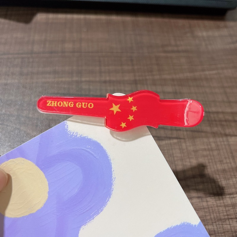 新款中国红发夹甜美国庆节五星红旗发夹儿童侧边刘海夹小女孩儿童|undefined