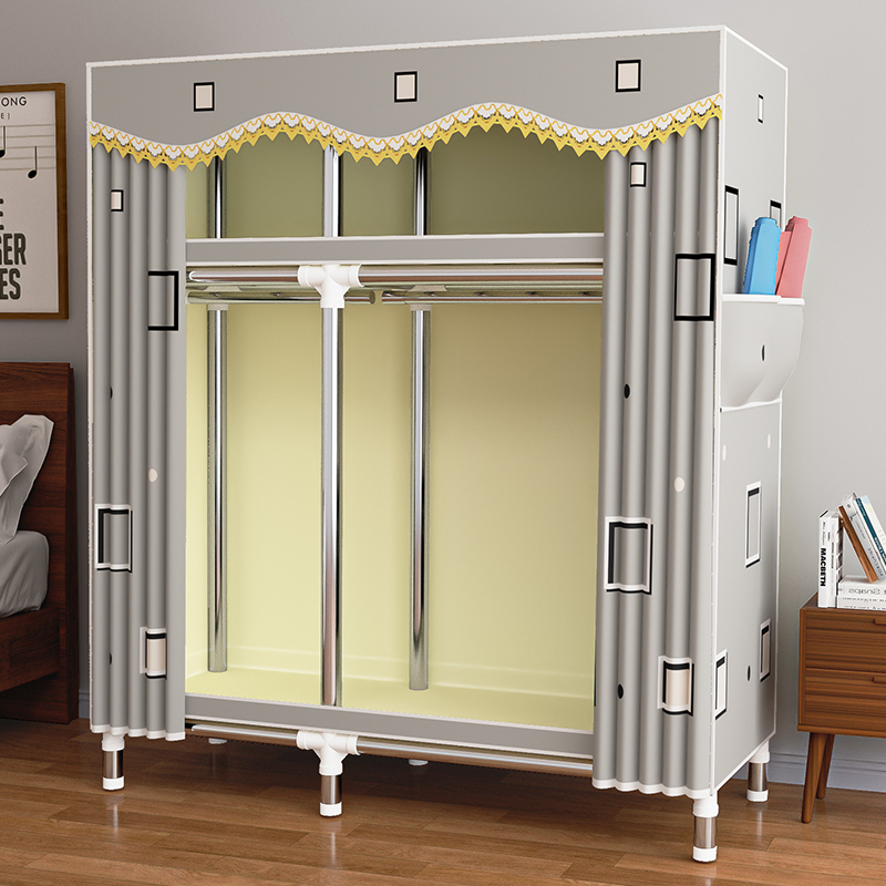Cloth Wardrobe for Home Bedroom, All-Steel Frame, Thickened and Durable, Suitable for Rental Apartments, Small-Sized, Easy-To-Assemble Wardrobe Cloth Wardrobe for Home Bedroom, All-Steel Frame, Thickened and Durable, Suitable for Rental Apartments, Small-Sized, Easy-To-Assemble Wardrobe