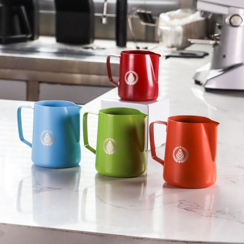 L-BEANS stainless steel Garland Cup coffee Garland pot round mouth Garland pot double-sided Teflon milk cup thickened L-BEANS stainless steel Garland Cup coffee Garland pot round mouth Garland pot double-sided Teflon milk cup thickened