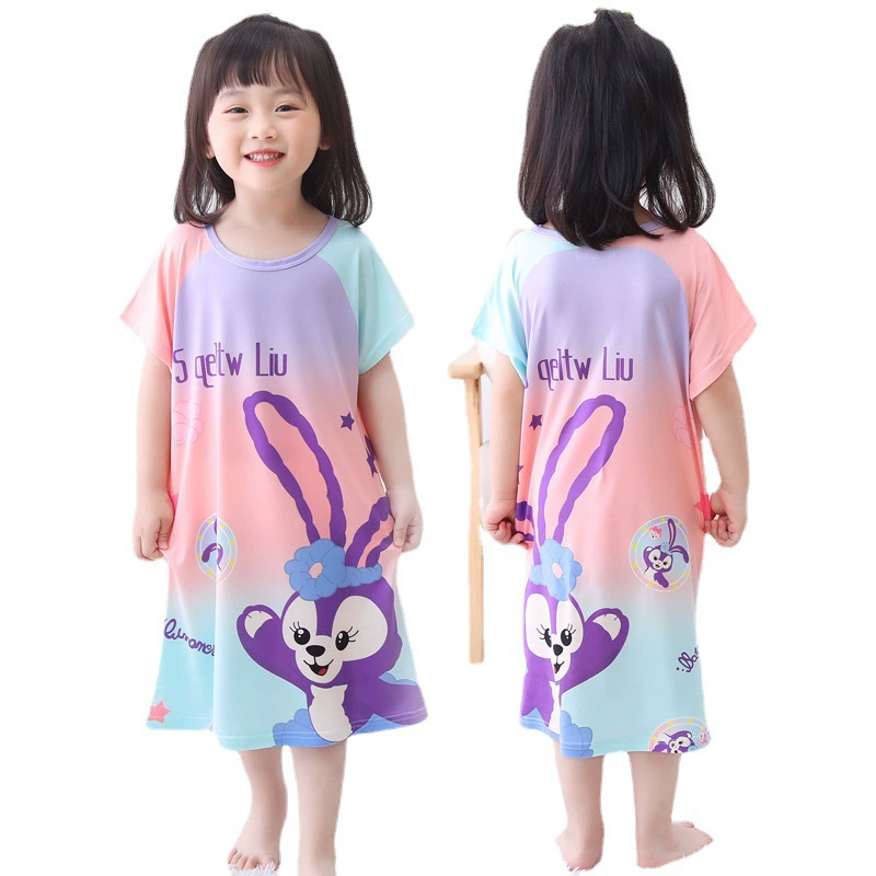 Children's summer cartoon pijama for princess, thin skirt, 2023 collection, with short sleeve