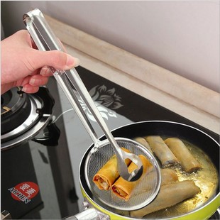 Multi-functional oil spoon drain oil food clip kitchen colander stainless steel fried food oil spoon filter screen