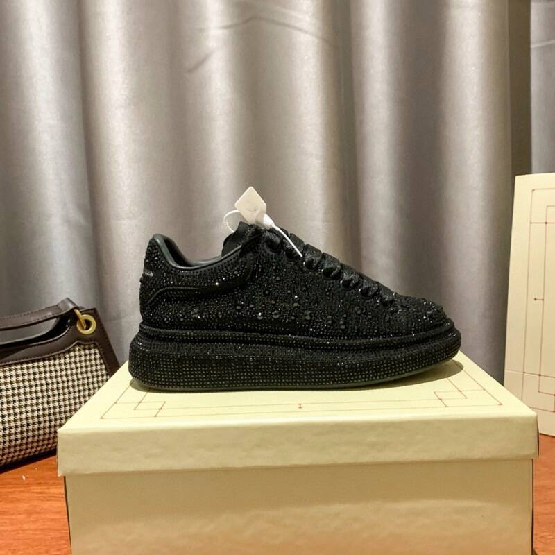 rhinestones Black Inlaid Diamonds, The New Celebrity Style Height-increasing Genuine Leather Platform Sneakers For Men Diamonds,_desvips.com