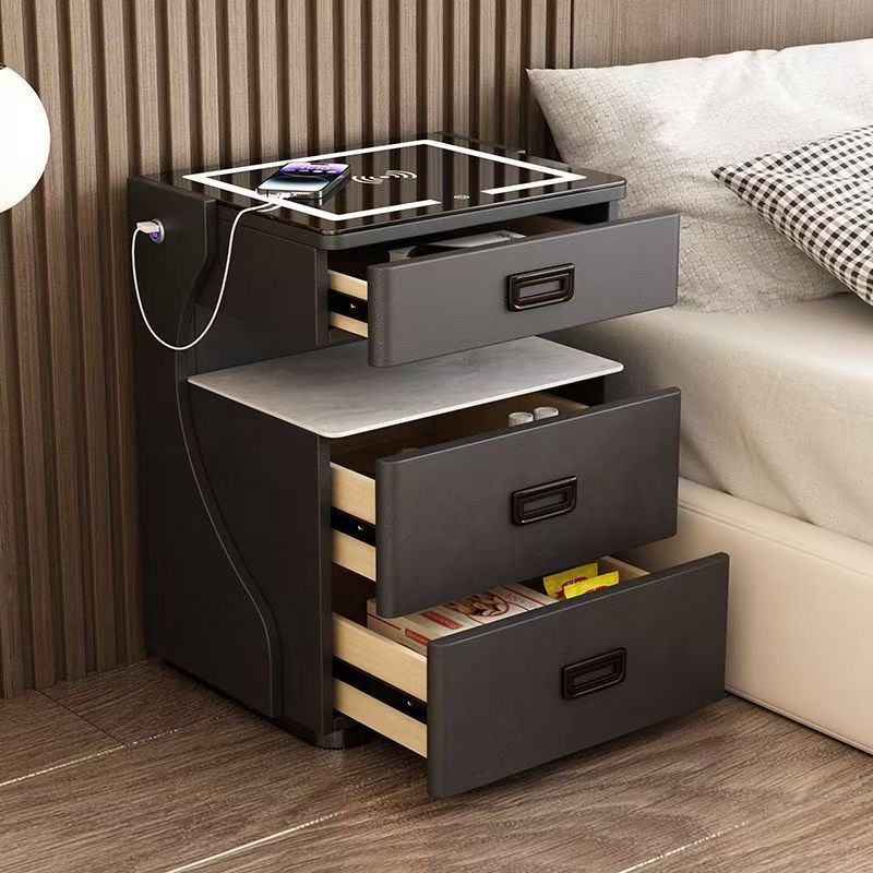 블랙 [서랍모델] 삼색조명 + 무선충전 + USB