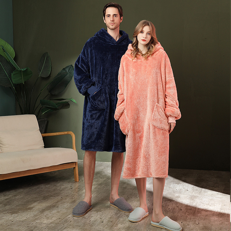 Demi-season velvet flannel warm jeans for men and women with hood