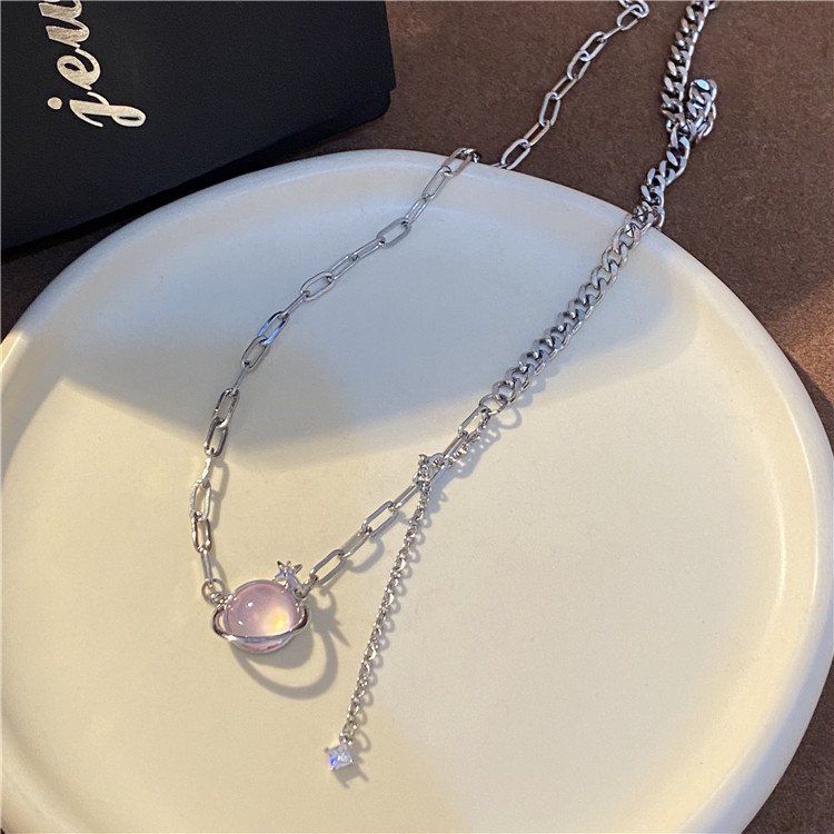 Fashion Heart Shape Titanium Steel Patchwork Pendant Necklace 1 Piece