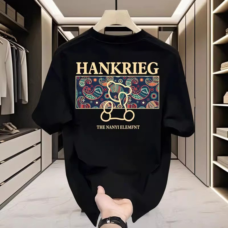 100 Cotton Short-sleeved T-shirt Men's Summer Trendy Brand American Style Loose Teenager Half-sleeved T-shirt Men's Top Clothes