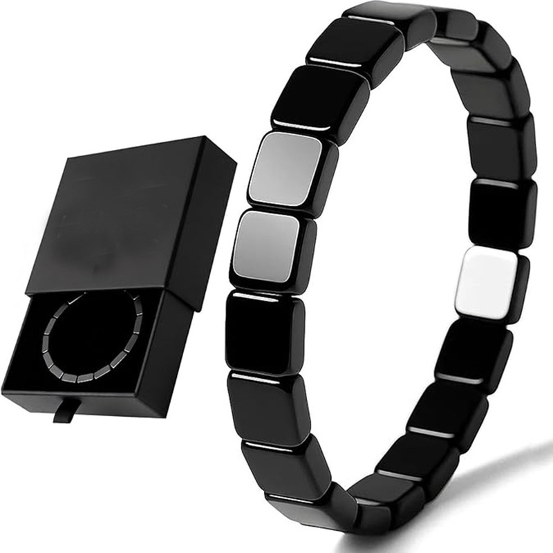 Cross-border best-selling square black gallstone bracelet for men, hematite elastic mixed bracelet, fashionable beaded metal-style hand accessory Cross-border best-selling square black gallstone bracelet for men, hematite elastic mixed bracelet, fashionable beaded metal-style hand accessory
