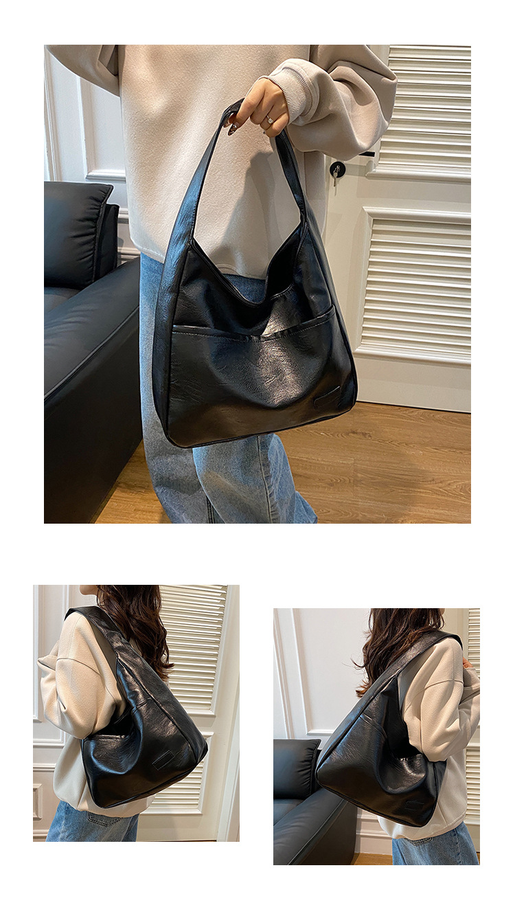 Large-capacity female 2024 new autumn and winter soft leather bucket bag, commuter tote bag, college student class single-shoulder bag undefined