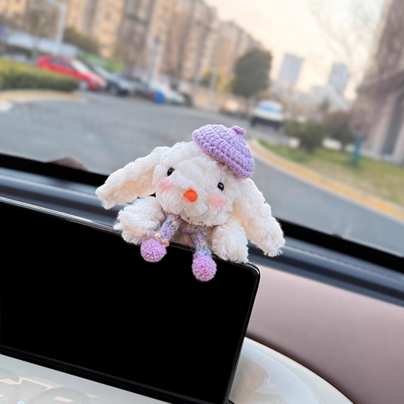 Decoración de coche de conejo Pantalla de control central de coche Muñeca de fiesta Pantalla de visualización Decoración de pantalla Accesorios de coche Muñeca linda mujer