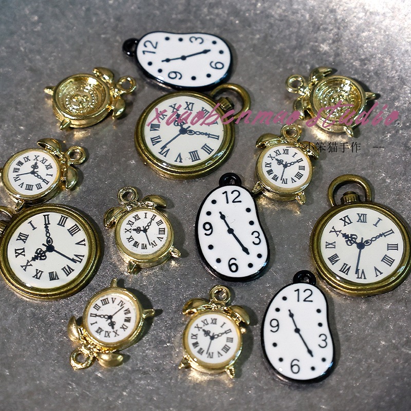 Retro Clock Alarm Clock Pocket Watch Alloy Handmade DIY Beaded Handbook Necklace Jewelry Accessories Material