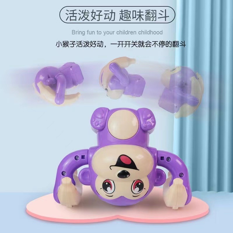 Children's Electric Rolling Monkey Toy, Early Education, Lighting and Music, Somersault Monkey, Brain Development, Crawling, Night Market Stall Wholesale